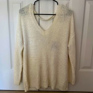 white cream knitted sweater